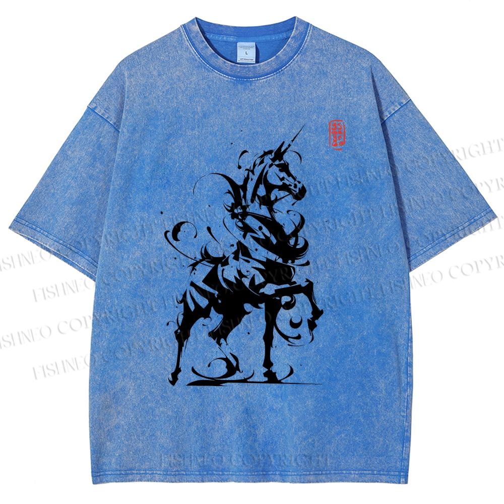 Unisex Ink Unicorn Printed Washed Tee