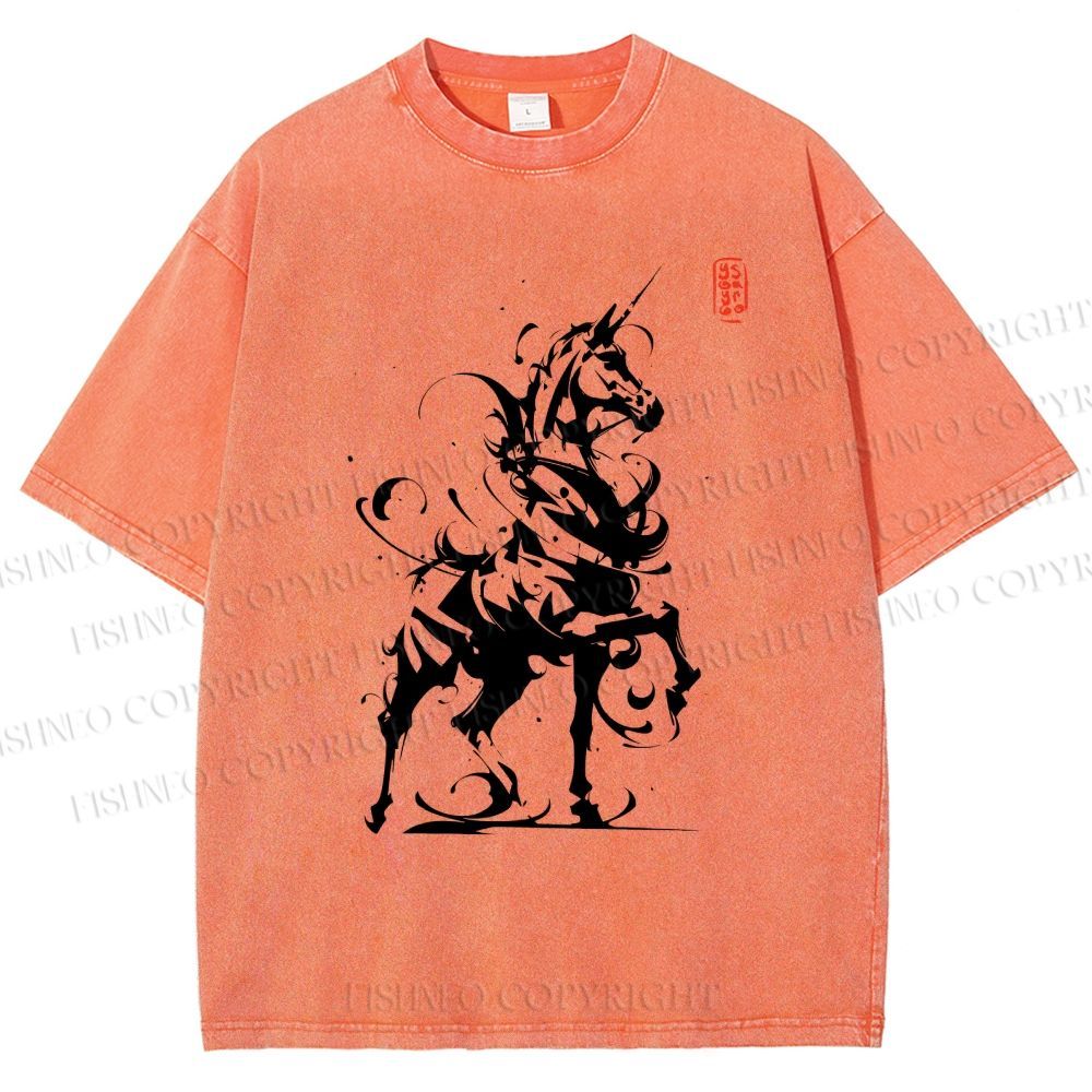 Unisex Ink Unicorn Printed Washed Tee