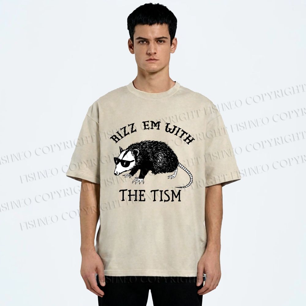 Unisex Rizz Em With The Tism Printed Washed Tee