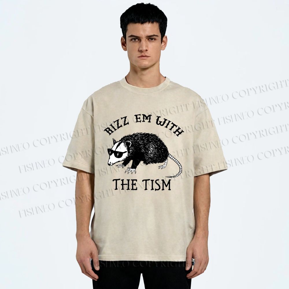Unisex Rizz Em With The Tism Printed Washed Tee