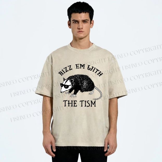 Unisex Rizz Em With The Tism Printed Washed Tee