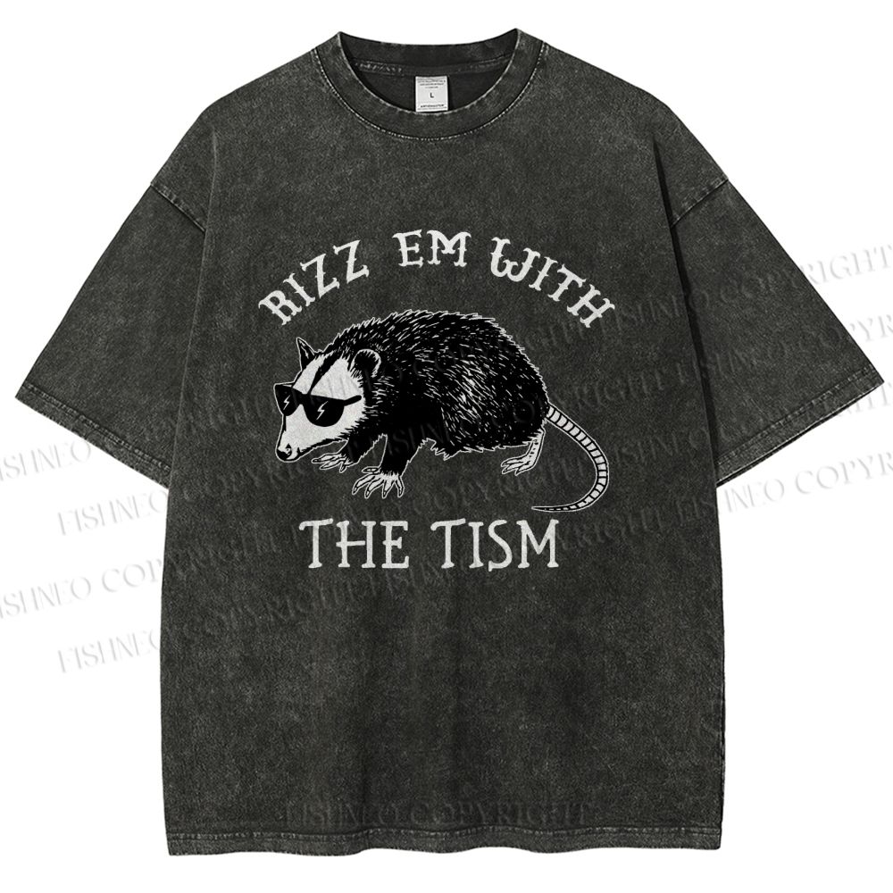 Unisex Rizz Em With The Tism Printed Washed Tee