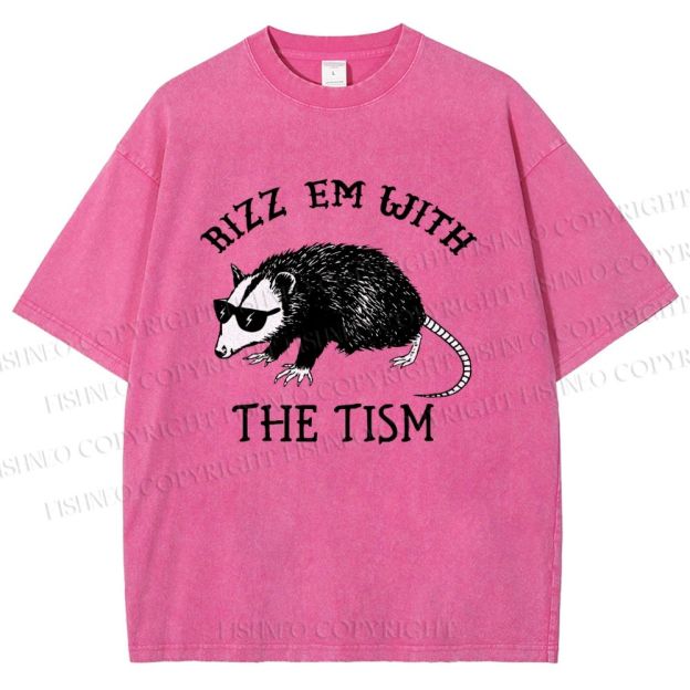 Unisex Rizz Em With The Tism Printed Washed Tee