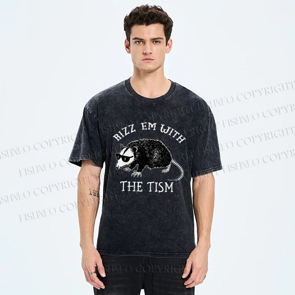 Unisex Rizz Em With The Tism Printed Washed Tee