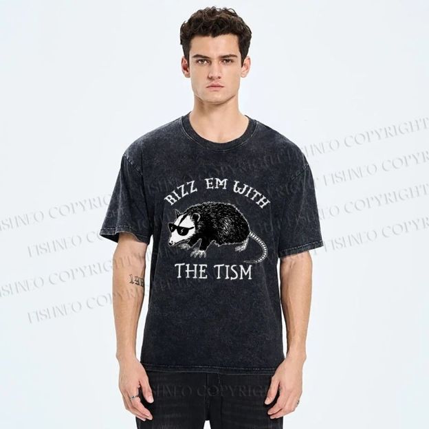 Unisex Rizz Em With The Tism Printed Washed Tee