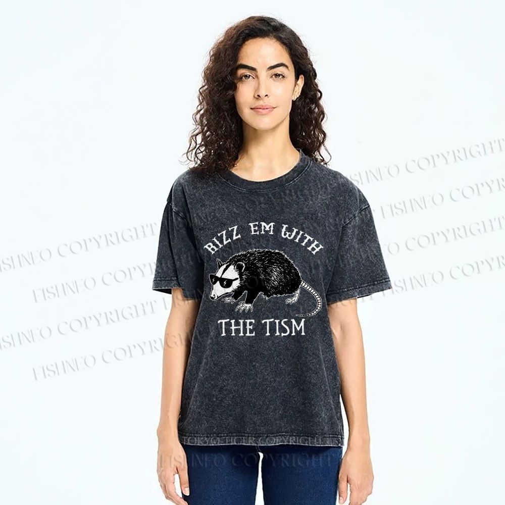 Unisex Rizz Em With The Tism Printed Washed Tee