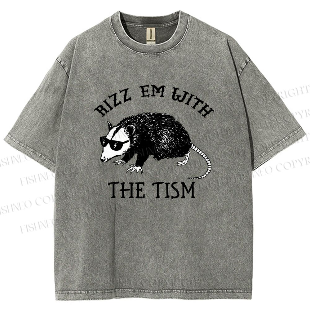 Unisex Rizz Em With The Tism Printed Washed Tee