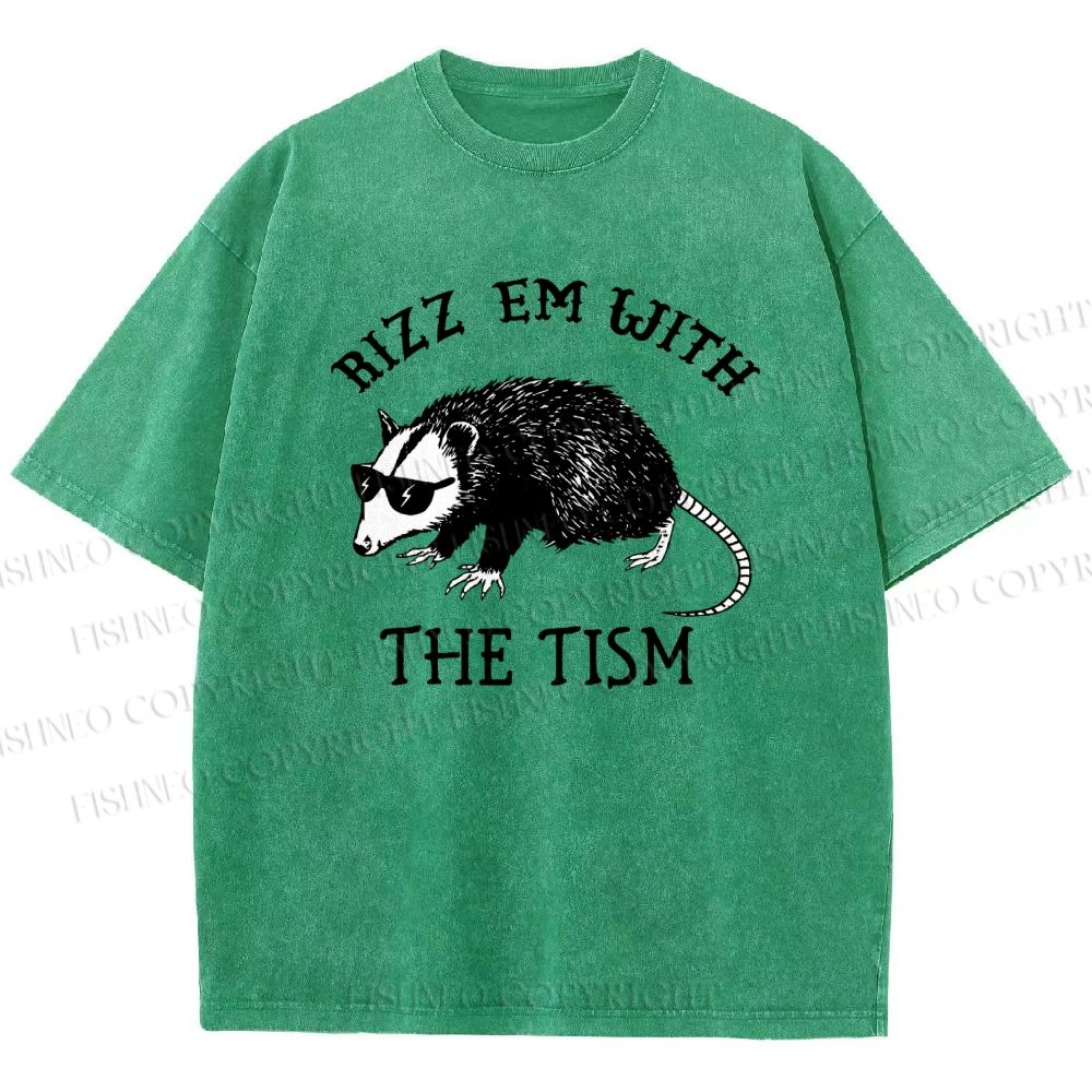 Unisex Rizz Em With The Tism Printed Washed Tee
