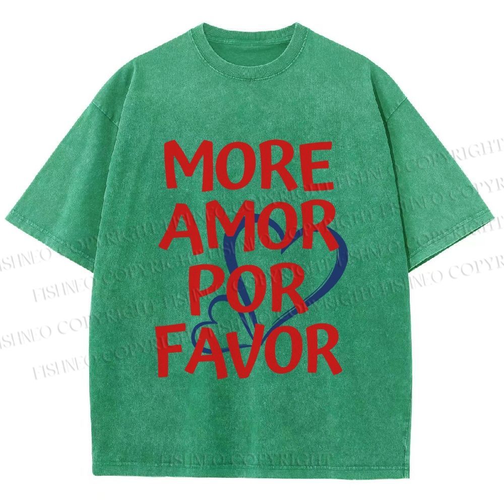 Unisex More Amor Por Favor Printed Washed Tee