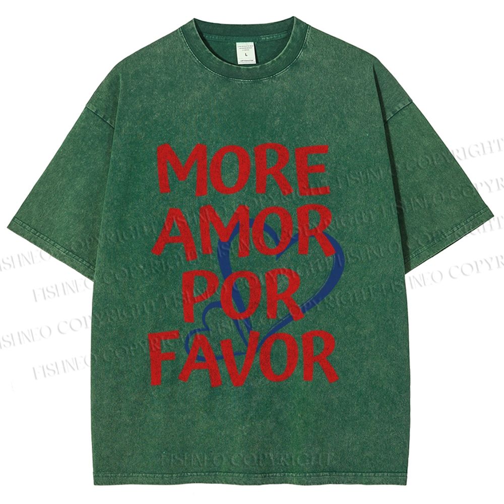 Unisex More Amor Por Favor Printed Washed Tee