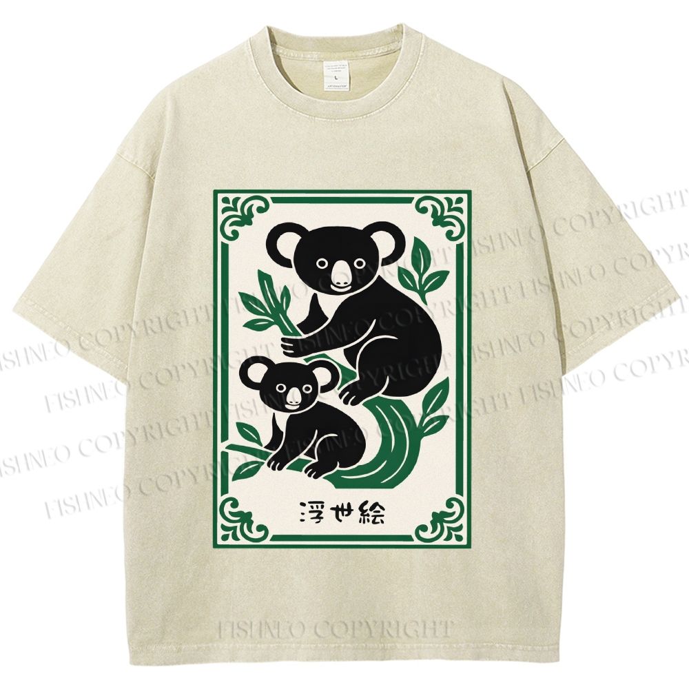 Unisex Vintage Koala Bear Printed Washed Tee