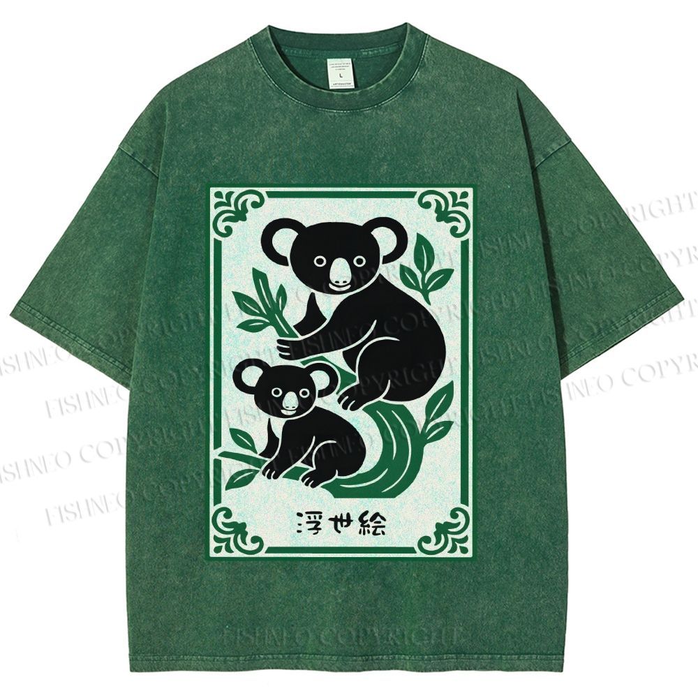 Unisex Vintage Koala Bear Printed Washed Tee