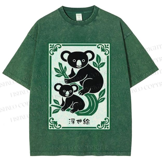 Unisex Vintage Koala Bear Printed Washed Tee
