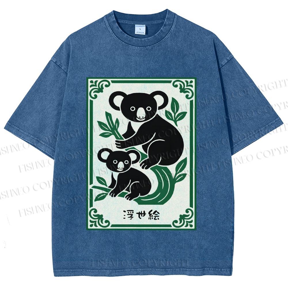 Unisex Vintage Koala Bear Printed Washed Tee