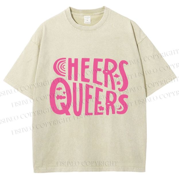 Unisex Cheers Queers Printed Washed Tee