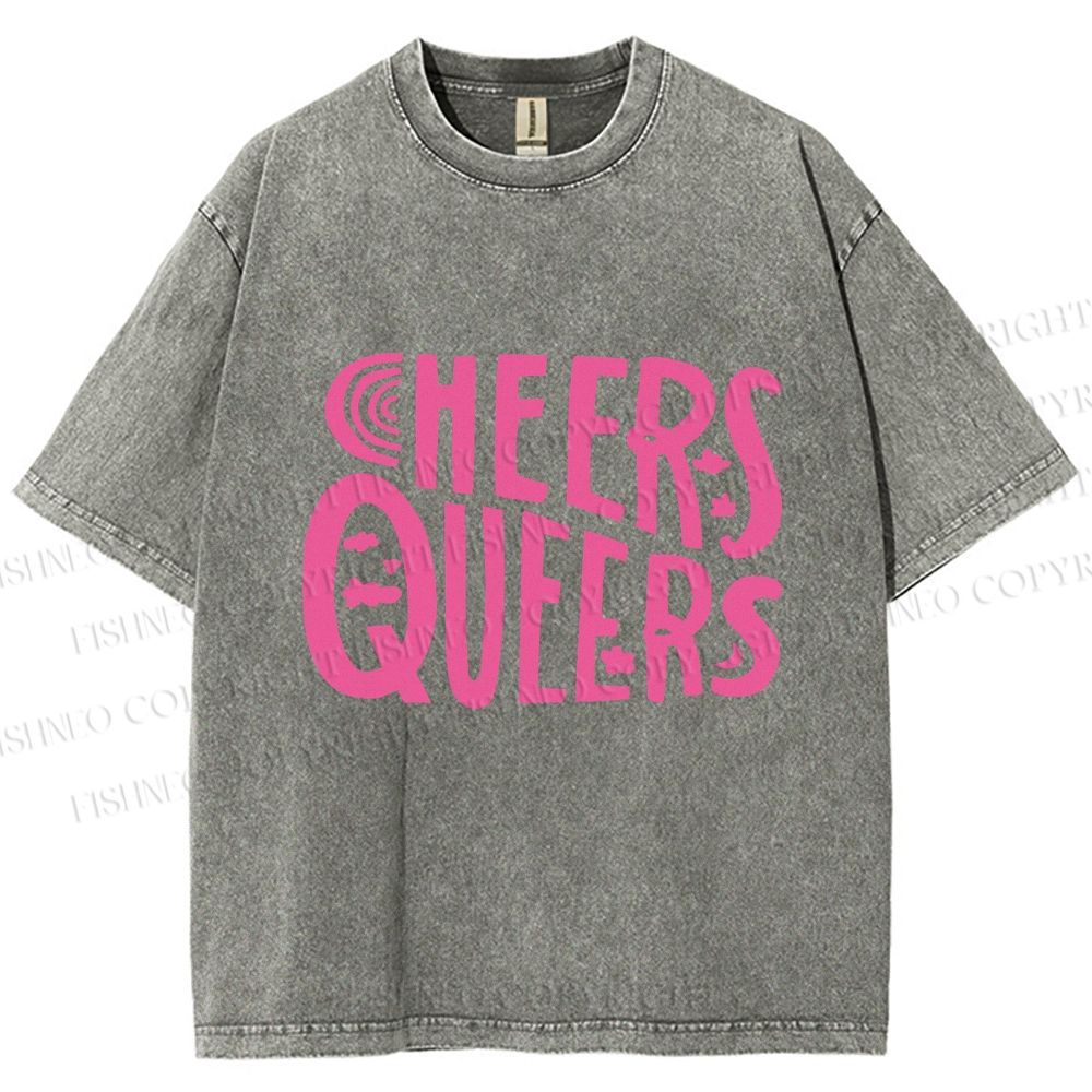 Unisex Cheers Queers Printed Washed Tee