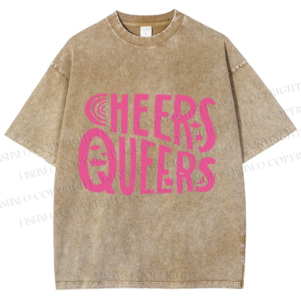 Unisex Cheers Queers Printed Washed Tee