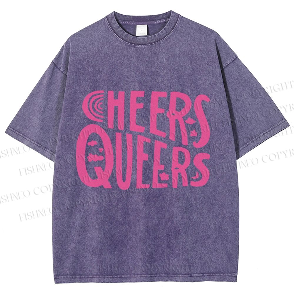 Unisex Cheers Queers Printed Washed Tee