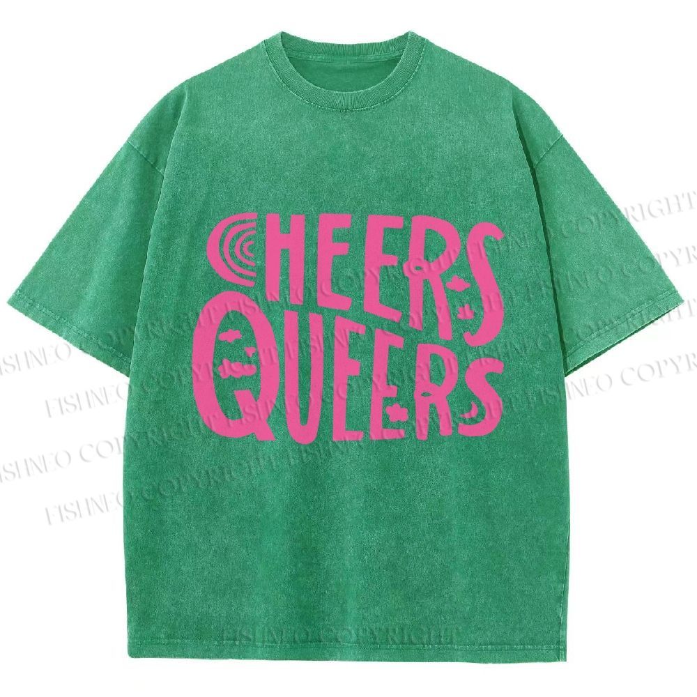 Unisex Cheers Queers Printed Washed Tee