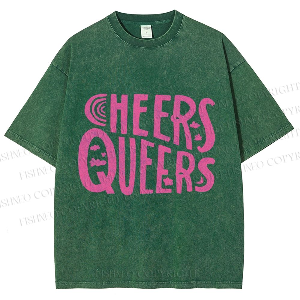 Unisex Cheers Queers Printed Washed Tee
