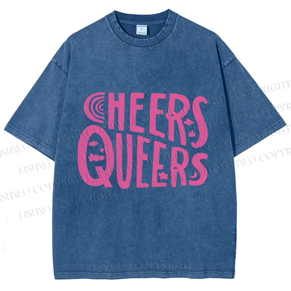 Unisex Cheers Queers Printed Washed Tee