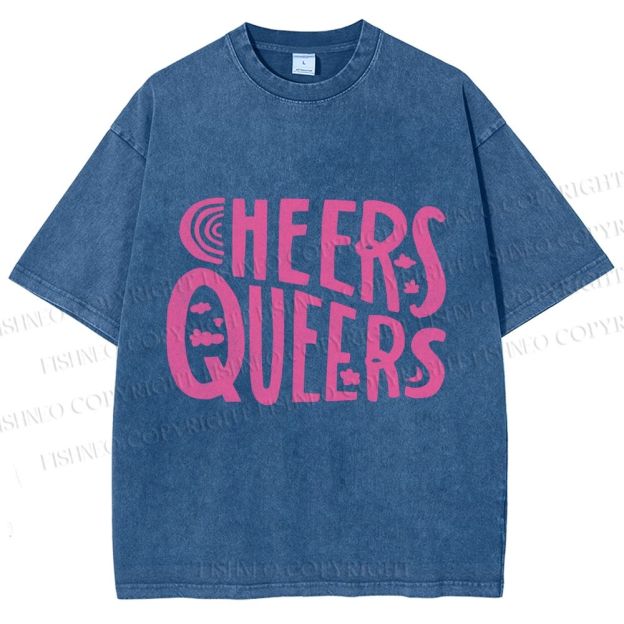 Unisex Cheers Queers Printed Washed Tee