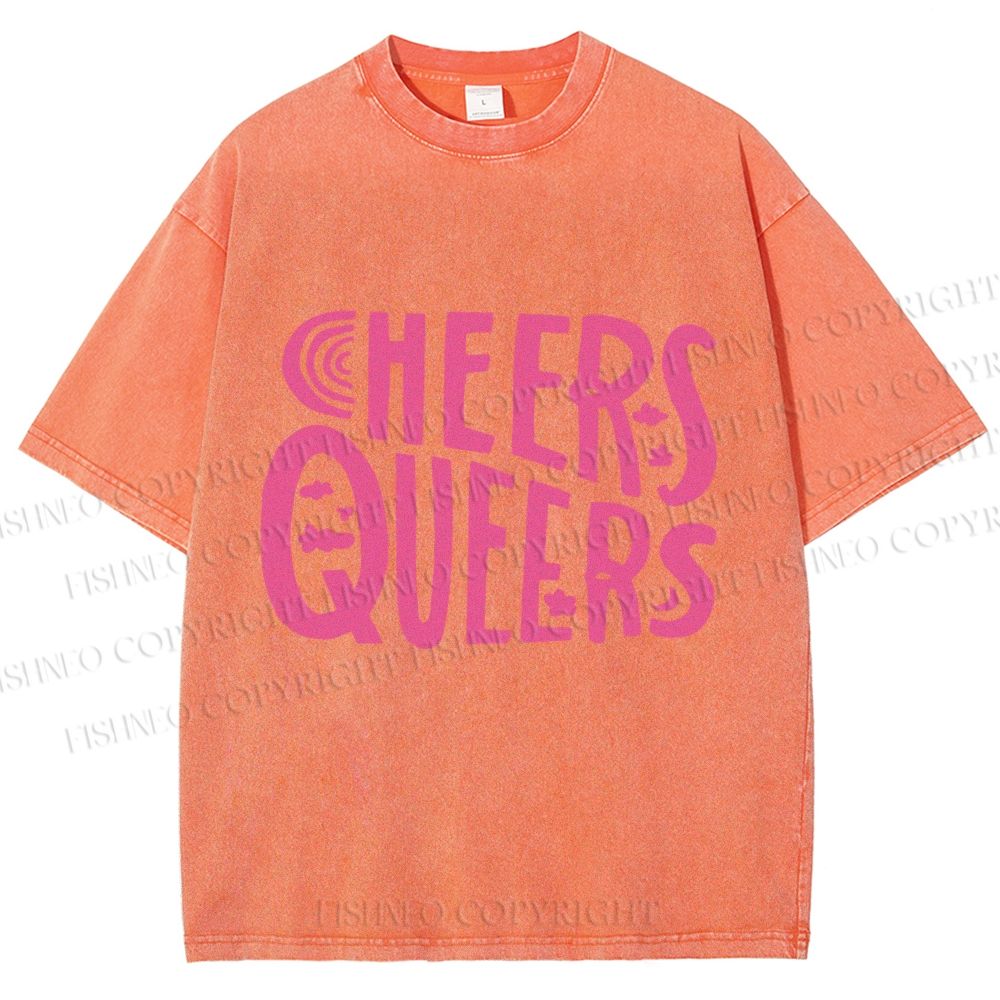 Unisex Cheers Queers Printed Washed Tee
