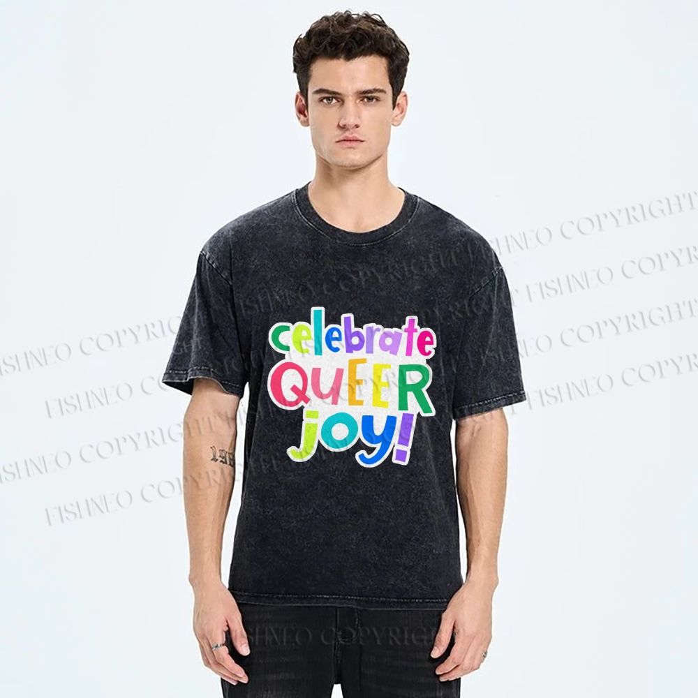 Unisex Celebrate Queer Joy Printed Washed Tee