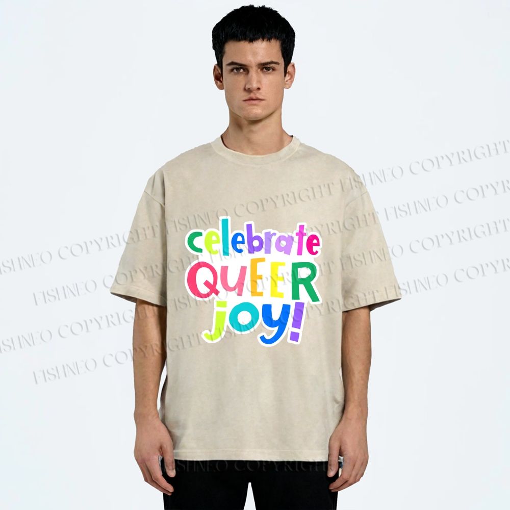 Unisex Celebrate Queer Joy Printed Washed Tee