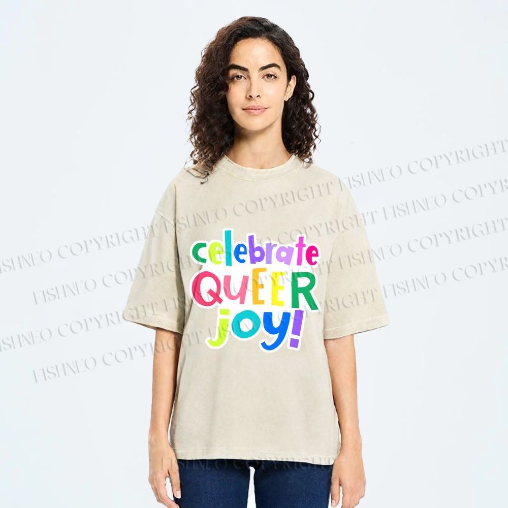 Unisex Celebrate Queer Joy Printed Washed Tee