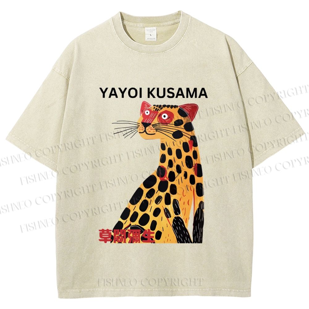 Unisex Yayoi Kusama Silly Panther Printed Washed Tee
