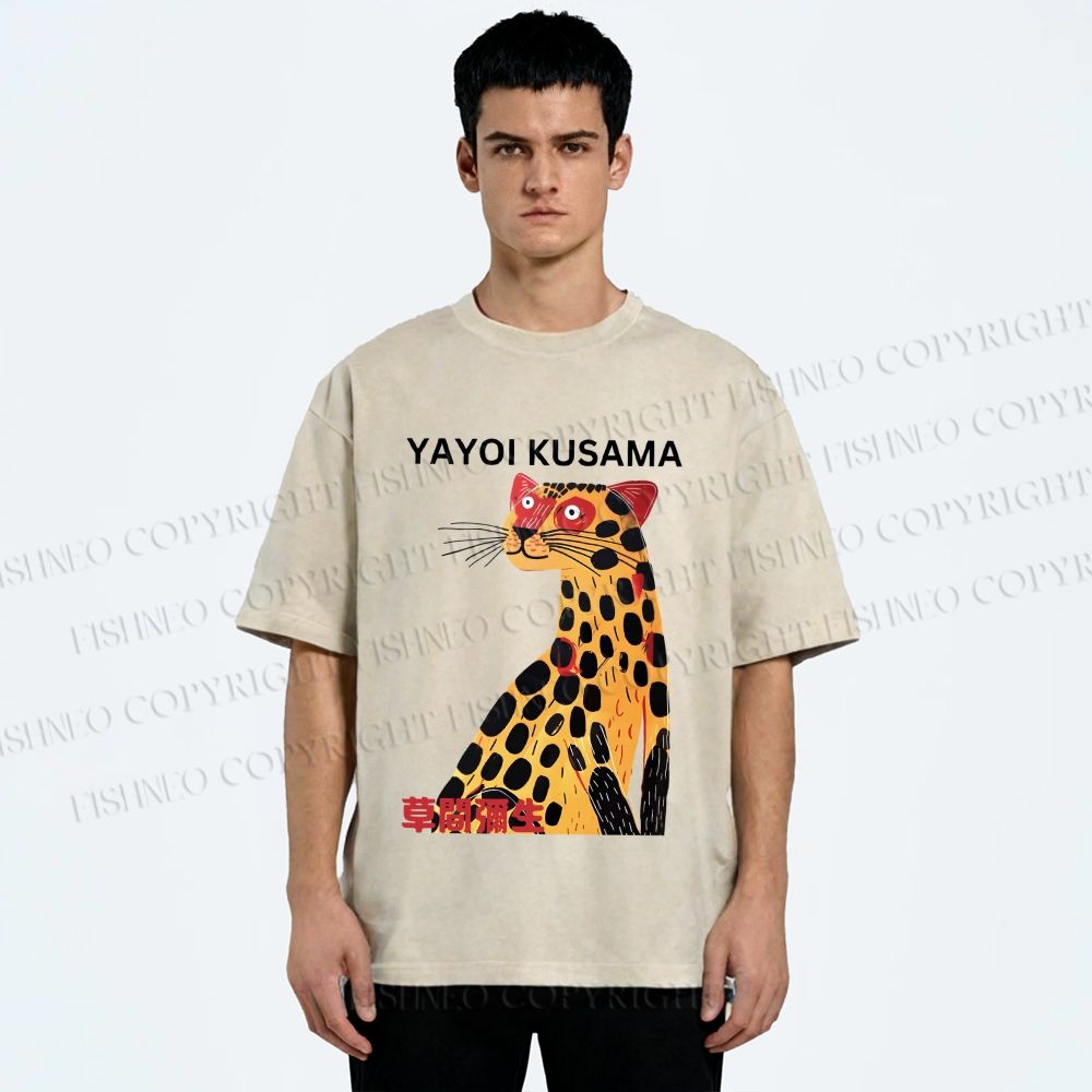 Unisex Yayoi Kusama Silly Panther Printed Washed Tee