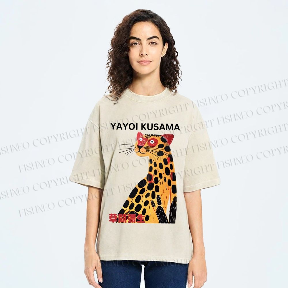 Unisex Yayoi Kusama Silly Panther Printed Washed Tee