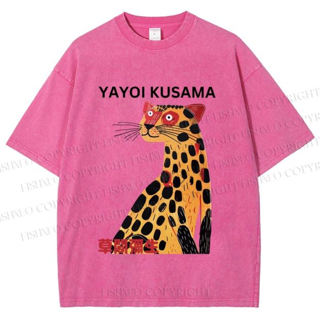Unisex Yayoi Kusama Silly Panther Printed Washed Tee
