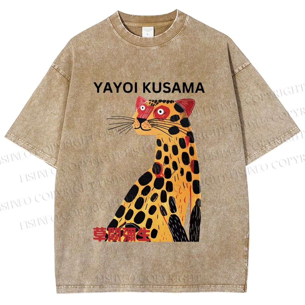 Unisex Yayoi Kusama Silly Panther Printed Washed Tee