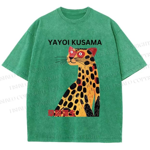 Unisex Yayoi Kusama Silly Panther Printed Washed Tee