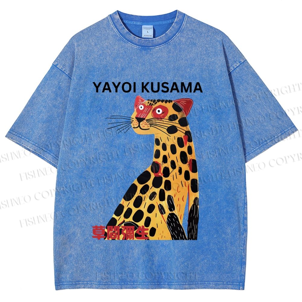 Unisex Yayoi Kusama Silly Panther Printed Washed Tee