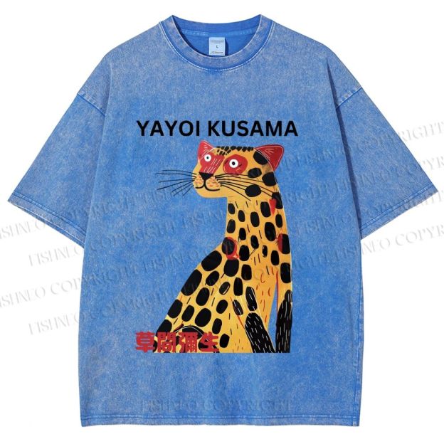 Unisex Yayoi Kusama Silly Panther Printed Washed Tee
