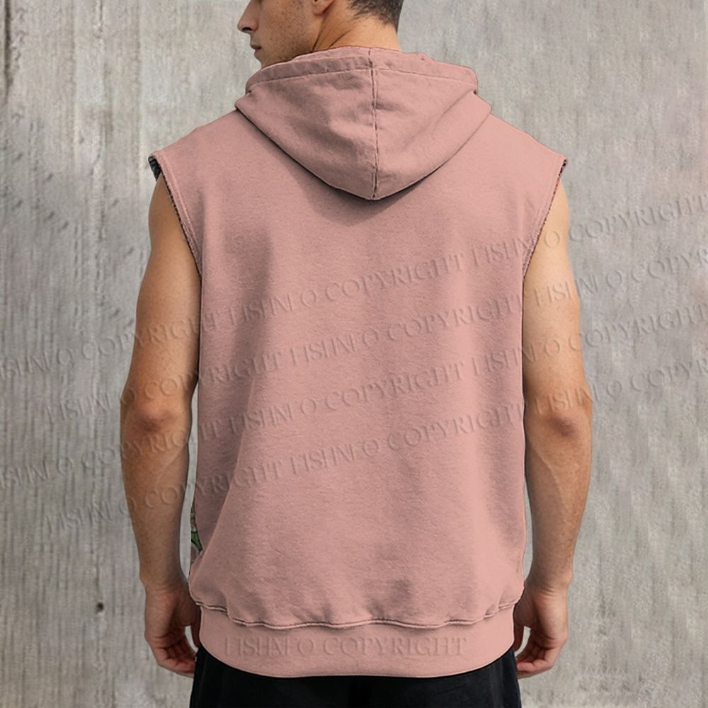 Unisex Octopus Printed Sleeveless Hoodie