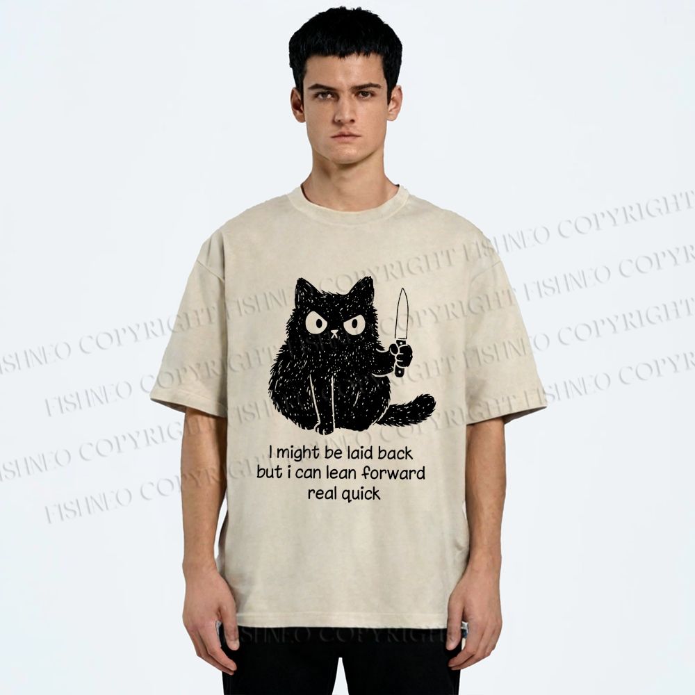 Unisex Dont Mess With This Cat Printed Washed Tee
