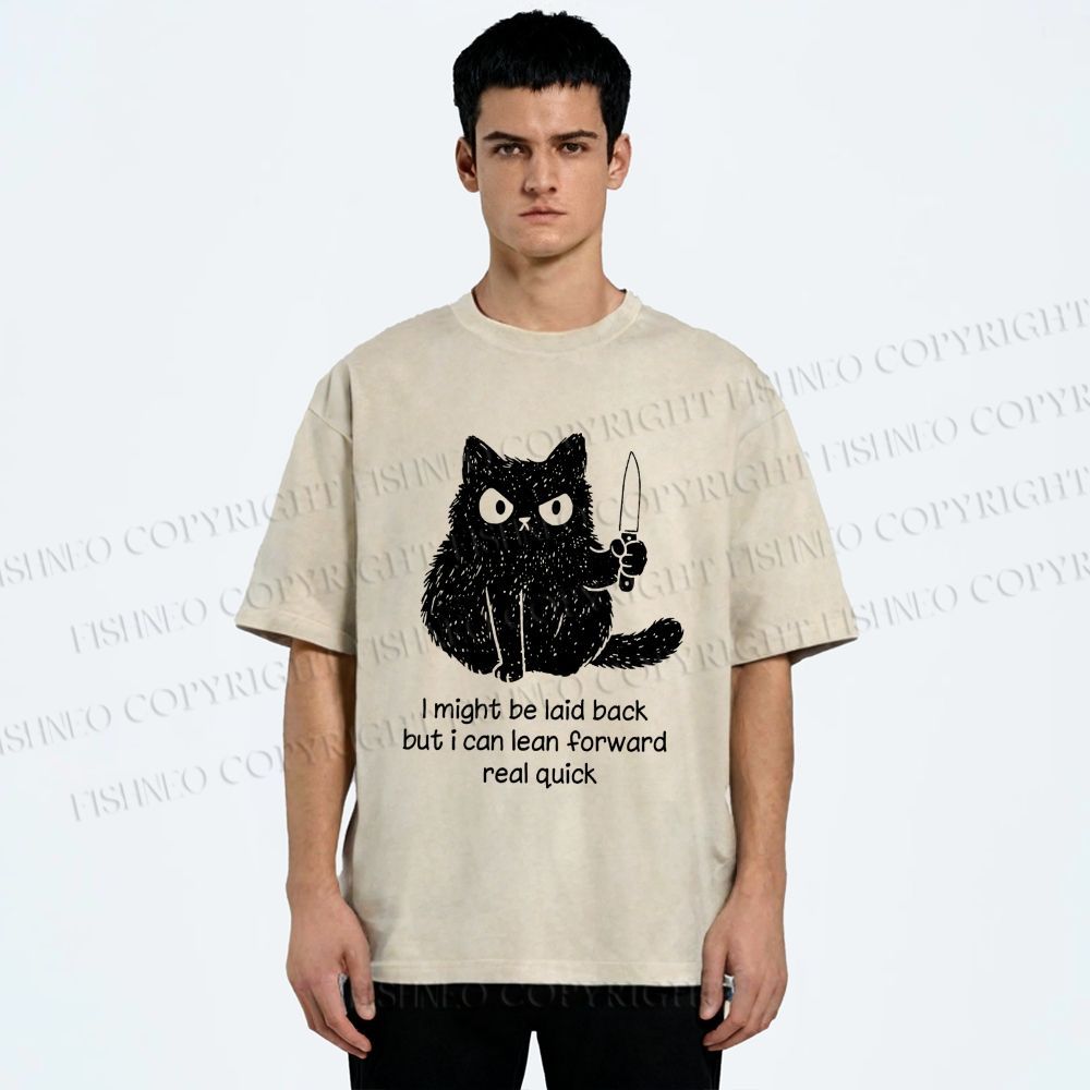 Unisex Dont Mess With This Cat Printed Washed Tee