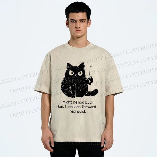 Unisex Dont Mess With This Cat Printed Washed Tee