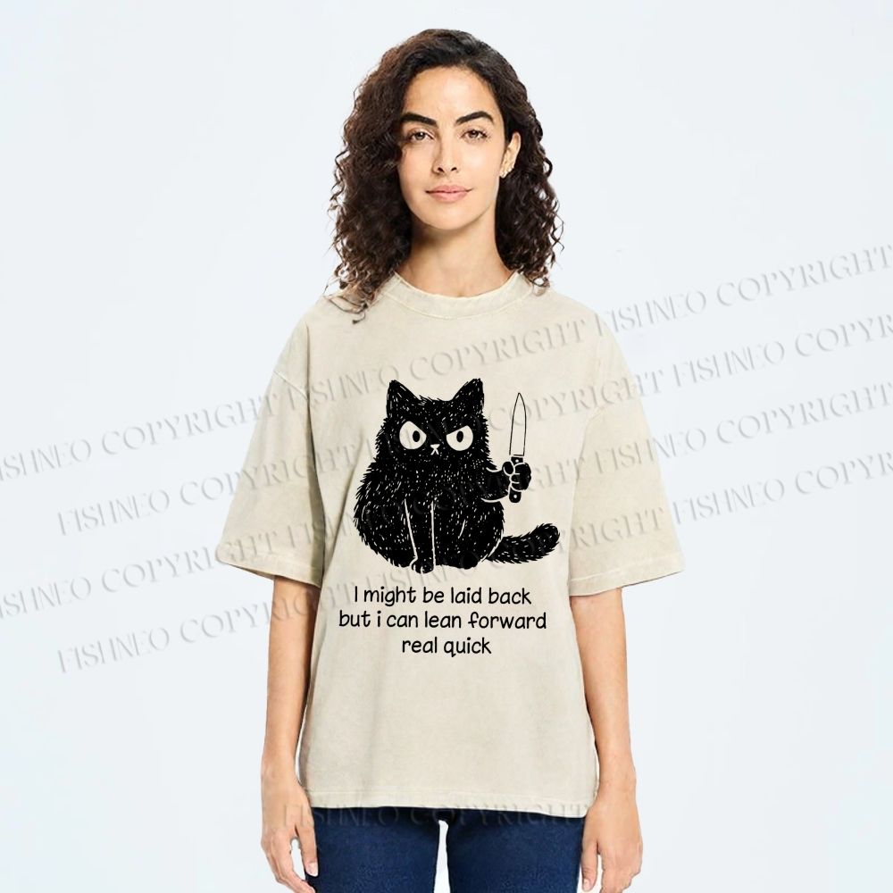 Unisex Dont Mess With This Cat Printed Washed Tee