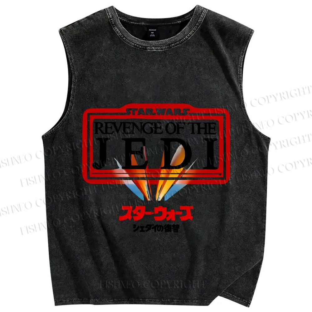 Unisex Star Wars Japanese Design Vintage Printed Washed Tank Top
