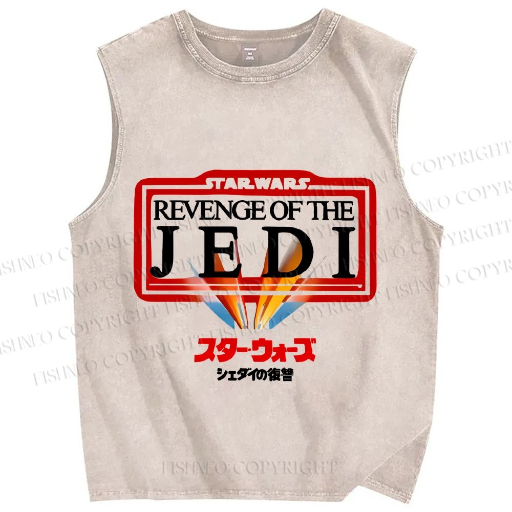 Unisex Star Wars Japanese Design Vintage Printed Washed Tank Top