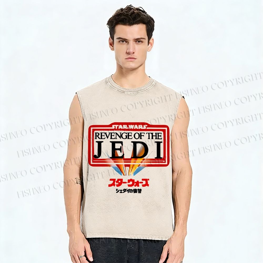 Unisex Star Wars Japanese Design Vintage Printed Washed Tank Top