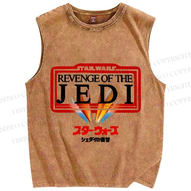 Unisex Star Wars Japanese Design Vintage Printed Washed Tank Top