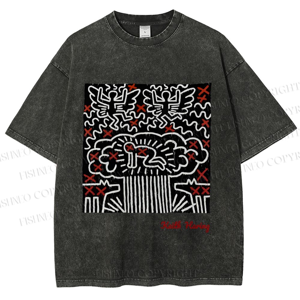 Unisex Keith Haring Untitled Printed Washed Tee