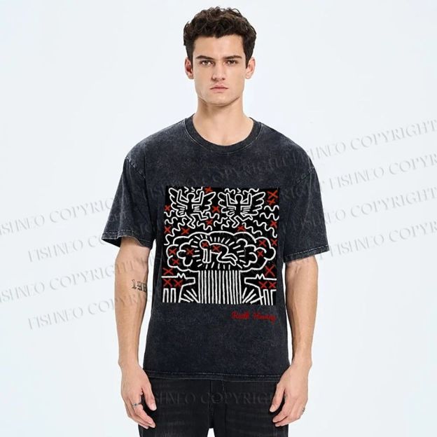 Unisex Keith Haring Untitled Printed Washed Tee