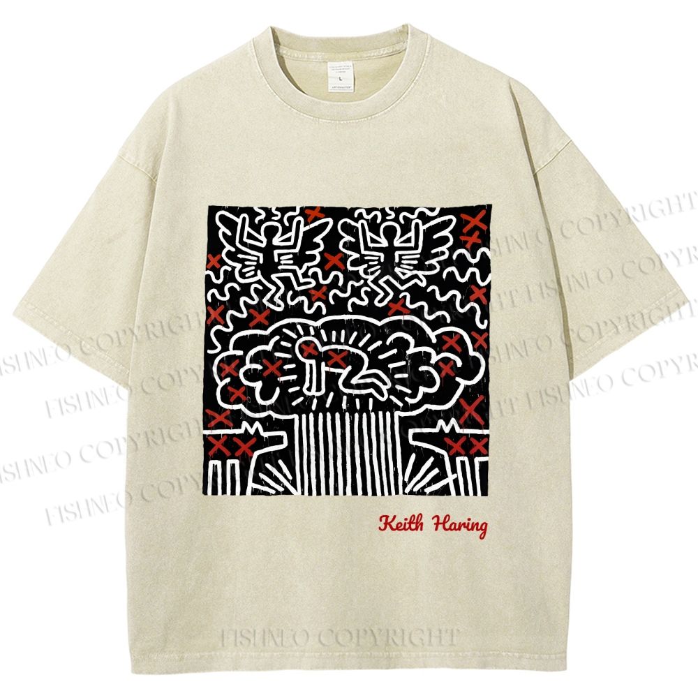 Unisex Keith Haring Untitled Printed Washed Tee